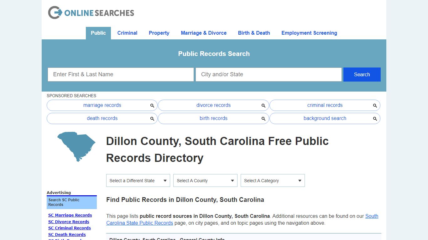 Dillon County, South Carolina Public Records Directory